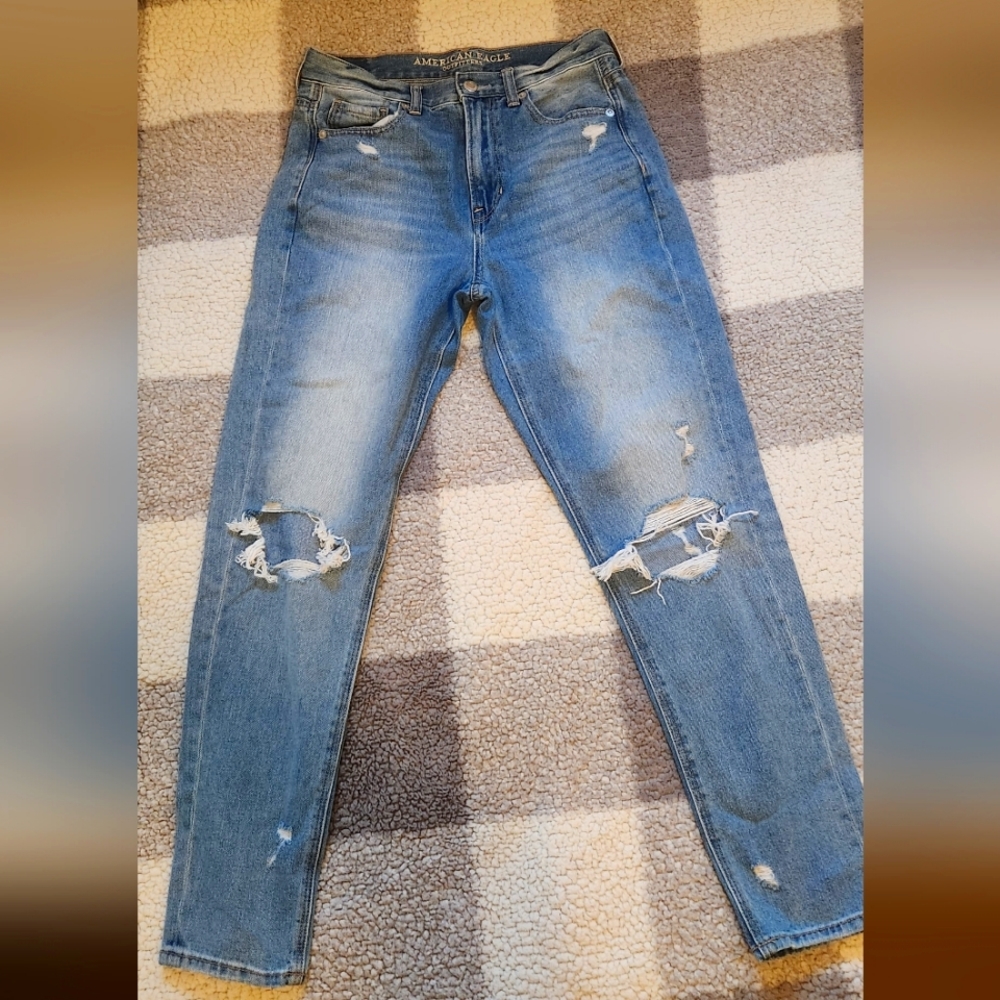 American Eagle Strigid Ripped Mom Jean